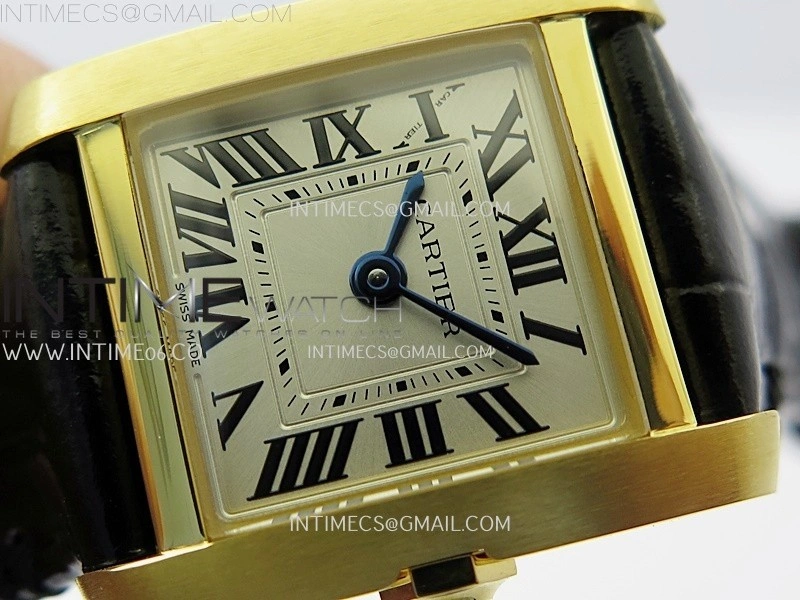 Tank Francaise Ladies 21.2mm YG 8848F 1:1 Best Edition Silver Dial on Black Leather Strap Ronda Quartz V2